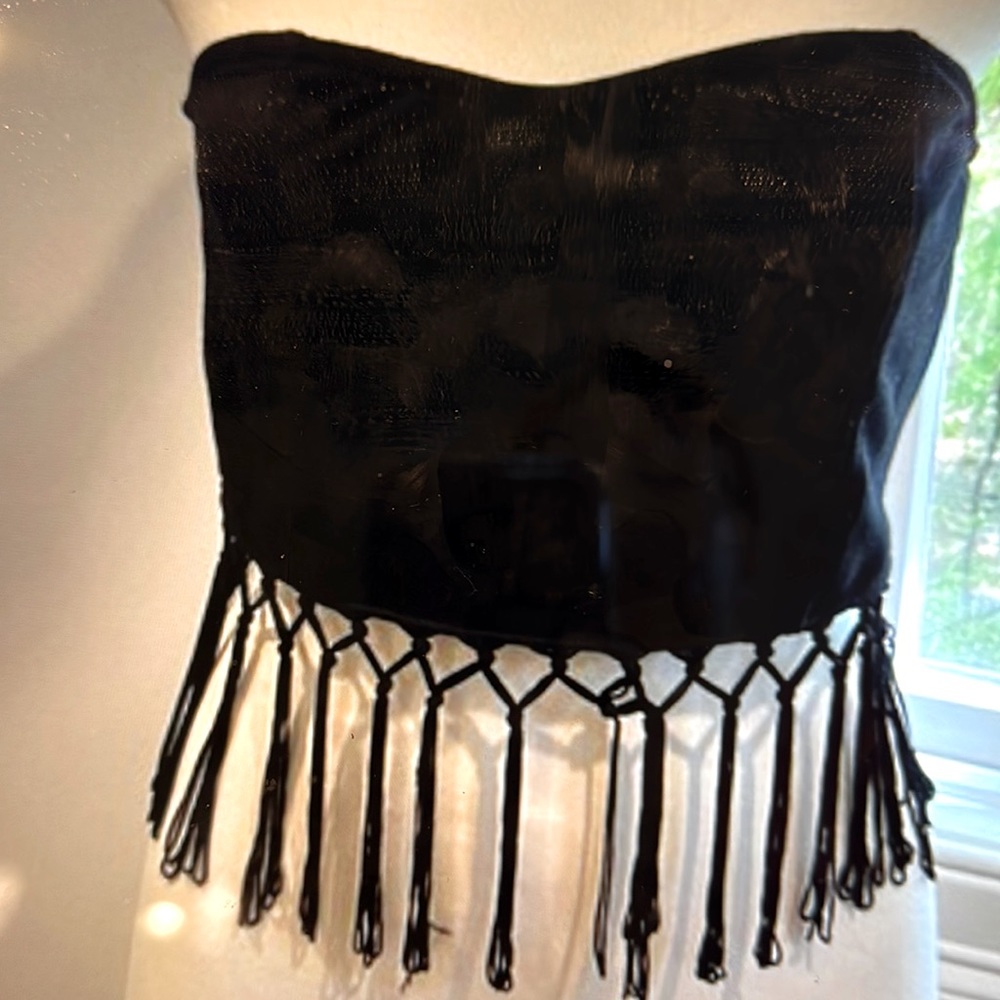 Forever 21 fringed crop tube top size small